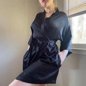 Victoria Secret black kimono silky robe.